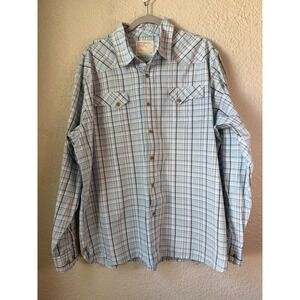 Y2K Wrangler Jeans Co Plaid Long Sleeve Western Shirt Mens 2X Large Blue White